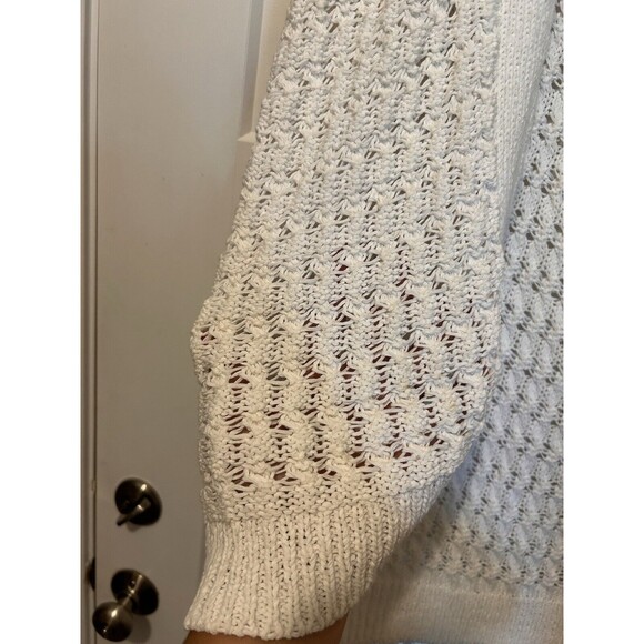 Haven Well Within White Open Stitch Oversized Cotton Blend Cardigan Size Medium - Picture 4 of 5